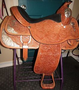 Never on a horse! Custom Circle Y Western Pleasure Equitation Show Saddle SILVER