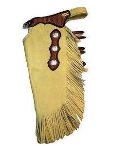 B Bar B Western Chaps Adult Deluxe Buckle Strap XL Buckskin 05-05-0082