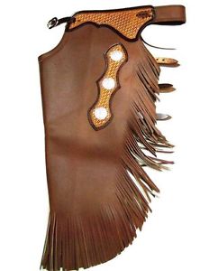 B Bar B Western Chaps Adult Deluxe Buckle Concho M Rust 05-05-0071