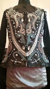 Western Show Vest Black, White, and Turquoise size 6