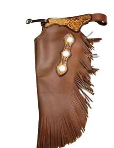 B Bar B Western Chaps Adult Deluxe Buckle Strap M Rust 05-05-0074