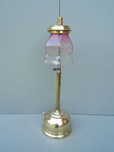 Tilley lamp T10 corinthian cranberry shade oil lamp cleaned polished shiny TL1