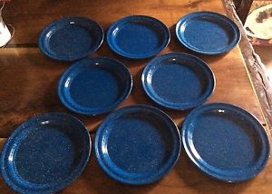 100 Blue Metal Enameled Graniteware Dinner Plates Camping Cowboy Ranch Free Ship