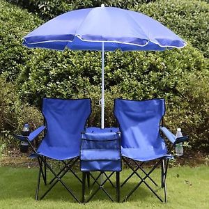 Portable Folding Picnic Double Chair Umbrella Smartlife Table Cooler Beach