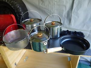 NEW SNOW PEAK LARGE COOK SET OUTDOOR CAMP STAINLESS STEEL POT & PAN CS-021