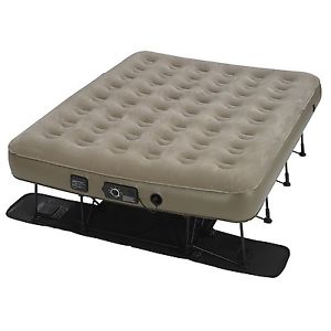 Insta-Bed Ez Queen Raised Air Mattress with NeverFlat 2 Pumps indoor outdoor