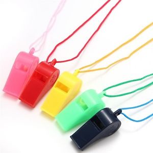 700 Pack - Professional Plastic Referee Whistle with Lanyard - Mixed Colors