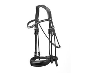 New! Prestige Anatomical Rolled Double Bridle - Full Size - Black