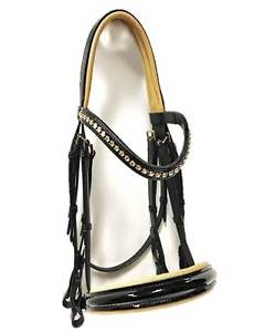 New! Otto Schumacher Venedig Double Bridle - Full Size - Black Patent & Gold