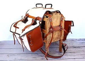 CANVAS WESTERN TRAIL LEATHER HORSE MULE WOOD DECKER PACK SADDLE & BAGS RIGGED