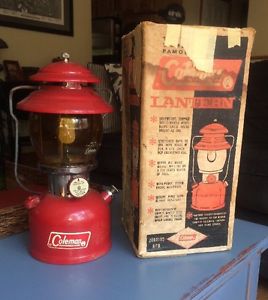 COLEMAN MODEL 200A SINGLE AMBER MANTLE LANTERN WITH MADE IN APRIL OF 1968