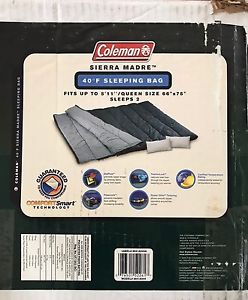 2 Coleman Queen Cold-Weather Sleeping Bag Black 100% Cotton Brand New 66"x75"