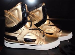 RARE 413 Supra Skytop II 2 GOLDIES Chad Muska Pro Model LEATHER Gold Shoes 7 7.5