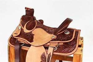 16" BROWN ROUGH OUT LEATHER WESTERN WADE ROPING RANCH COWBOY HORSE SADDLE TACK