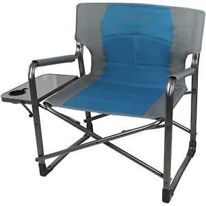 Folding Director Chair Side Table Camping Padded Back Blue Outdoor Extra Wide