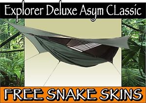 Hennessy Hammocks Explorer Deluxe Asym Classic + 1 set of FREE XL SNAKE SKINS