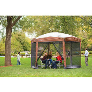 Coleman Instant Screened Canopy Gazebo Outdoor dining Summer Brown Tent Family