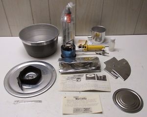 Vintage MSR Stove Model 9 GK? Kit w Snow Pan SIGG Fuel bottle Cup Instructions +