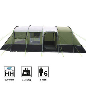 SunnCamp Super Epic 600 6 Man Person Family Camping Tunnel Tent in Green - 2015