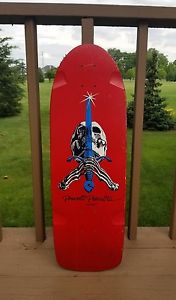 Vintage skateboard deck NOS Powell Peralta Skull and Sword early pig model red