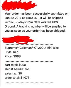 EXCLUSIVE Supreme/Coleman CT200U Mini Bike