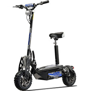 UberScoot 1600w 48v Electric Scooter by Evo Powerboards Black w/ Blue & White