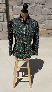 D DESIGN GREEN & GOLD WESTERN PLEASURE RAIL SHIRT