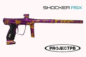 SP Shocker RSX Paintball Marker - Purple Gold Splash