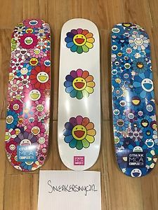 Takashi Murakami X ComplexCon MCA Skate Deck 8.0 Set Multi Flower 2017 - NEW BOX